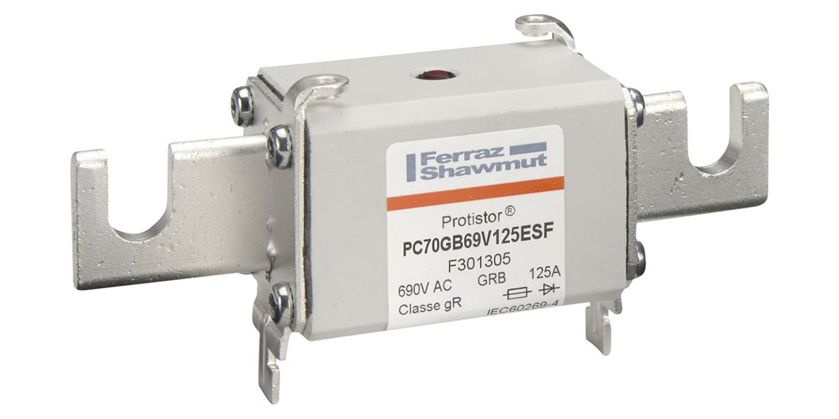 F301305 - Protistor SB fuse-link gR, 690VAC, size 70, 125A, ESF bolted connections